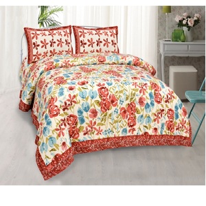 Ensemble de literie en coton 100% biologique imprimé de fleurs multiples Certificat GOTS housses de couette en lin léger avec taie d'oreiller - Product Image 1