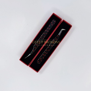 Pinzas de Extensión de Pestañas GETUP BROSONS IMPEX, Diseño Cherry, Acero Inoxidable con Recubrimiento de Papel, Aislamiento para Volumen Ruso, Herramientas de Belleza - Product Image 3