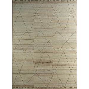 Alfombra Rectangular de Lana Afgana Anudada a Mano Zuri Ivory, Estilo Boho Geométrico Enm-3055, Alfombra de Viscosa para Sala de Estar, Pasillo y Hogar - Product Image 1