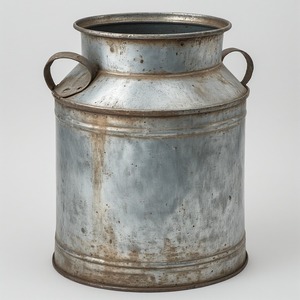 Lata de leche galvanizada decorativa con superficie de bronce martillado Trabajo artesanal que ofrece acento para interiores de temporada y rústicos - Product Image 3