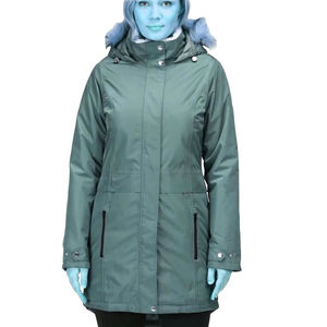 Veste parka longue matelassée imperméable respirante à capuche pour femme en nylon brut, écologique, grande taille - Product Image 5