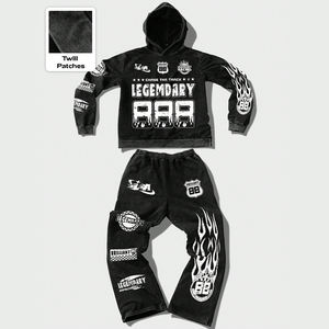 Ropa de invierno a la moda para hombre, chándal regular de manga larga informal, sudadera con estampado de letras gráficas, pantalones de algodón 100% de talla grande - Product Image 1