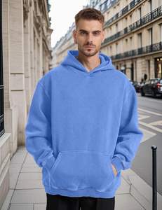Men's Cotton Pullover Hoodie Thick <b>Fleece</b> Winter <b>Sweatshirt</b> with Oversized Drop Shoulder Custom Streetwear Plain Dyed Technics - Product Image 4