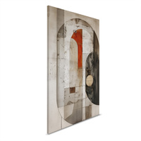 Fabriqué en Allemagne-Décoration d'intérieur sur toile Formes abstraites-Peinture murale en beige et noir-Image sur toile sur cadre de civière