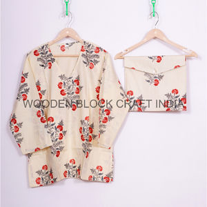 Pijama de Manga Larga con Estampado Floral Navideño, Cómodo, Hecho a Mano, Cuello en V, Cintura Elástica, Largo Completo, para Mujer - Product Image 6