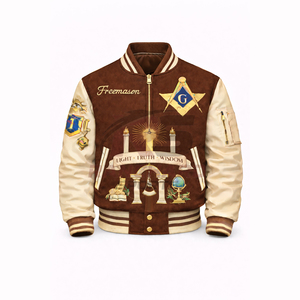 Chaqueta Bomber Masónica, Elegante, Cómoda, Informal, Prenda de Moda, Chaqueta Bomber Masónica Suave, Moderna, para Uso Diario - Product Image 1