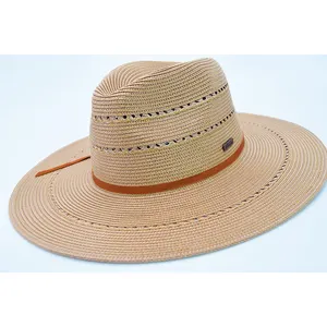 Recycled Plastics Waterproof Packable and Rollable High Quality Fedora Straw Hat With Ribbon