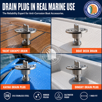 Bouchon de vidange ovale en acier inoxydable 316 pour bateau, compatible avec un trou fileté de 1 pouce, pour navire, kayak, annexe, canoë, yacht, accessoires de quincaillerie marine
