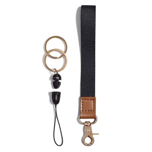 Custom Printed Cartoon Patterns Short Wristlet Lanyard Strap Leather Keychain Carabiner for Promotions