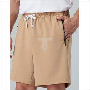 Men's Performance Tech Cotton Jogger <b>Shorts</b> High Street Style Casual Athletic Elastic Waist Plain Dyed Terry <b>Zipper</b> <b>Pockets</b> - Product Image 1