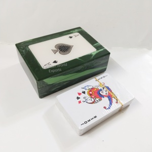 Sang trọng làm bằng tay nhựa chơi thẻ hộp màu xanh lá cây cẩm thạch với đá cẩm thạch của spades Inlay trang trí lưu trữ trường hợp cho Poker Cầu & trò chơi - Product Image 2