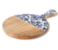 Handgemaakt natuurlijk houten snijplank met roestvrijstalen messenhouder, vaatwasserbestendig, aanpasbare maat en kleur, voor snijden en serveren