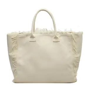Moda niş tasarım gelişmiş kadın kanvas pamuk çanta tote çanta büyük kapasiteli çanta