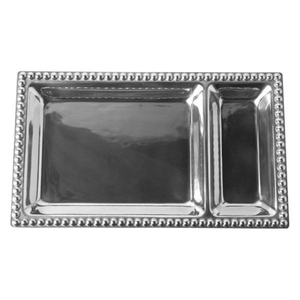 Bandeja de Servicio Dividida para Aperitivos y Salsas, con Borde de Cuentas Plateadas de Aluminio de Gran Calidad, para Suministros del Hogar - Product Image 1