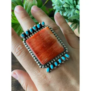 แหวนตราประทับประดับพลอยหลากสี โรเดียมชุบทอง 18K ยี่ห้อ Darlene Begay ไซส์ 11 - Product Image 2