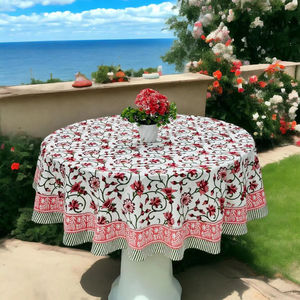 Wholesale Luxury Cotton Hand Block Printed <b>Round</b> <b>Table</b> Cover Floral Design for Wedding Restaurant Kitchen Dining - Product Image 1