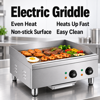 Plaque de cuisson électrique professionnelle robuste 220V 5400W avec double contrôle de température, plaque de 16 mm d'épaisseur en acier inoxydable pour comptoir