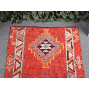 2.5x3.3 ft Vintage Rug, Turkish Rug, <b>Red</b> Ikat <b>Wool</b> Rug - Product Image 3
