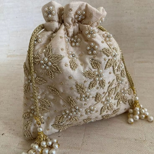 2025-Últimos y modernos bolsos de noche de tela de seda con perlas bordadas a mano Cuentas de vidrio de piedra Trabajo Dabka para ropa de fiesta/bodas - Product Image 1
