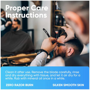 Kit de rasoir professionnel noir à bord droit-Comprend 100 lames simples-Rasoir de barbier en acier inoxydable-Lame jetable - Product Image 5