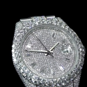 Reloj de Cuarzo Cronógrafo de Lujo para Hombre, Estilo Hip Hop, con Diamantes Cultivados en Laboratorio, Caja de Acero Inoxidable, Correa de Oro Amarillo, VVS - Product Image 5
