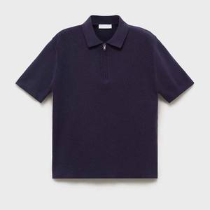 Polo d'été à demi-fermeture à glissière en coton grande taille pour hommes T-shirt en jersey respirant à manches courtes de couleur unie - Product Image 1