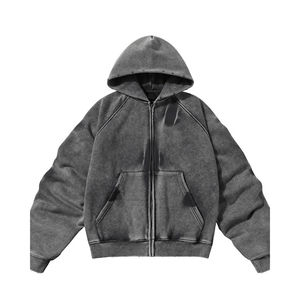 Sweat-shirt vintage de haute qualité personnalisé avec poche kangourou, épaules tombantes, manches bouffantes, sweat-shirt pour homme - Product Image 4