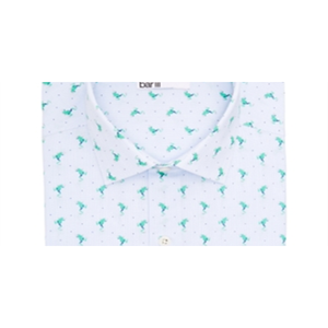 Camicia Elegante da Uomo Bar III Slim Fit Elasticizzata a Righe, 100% Cotone Popeline Antipiega, Taglia S Blu - Product Image 3