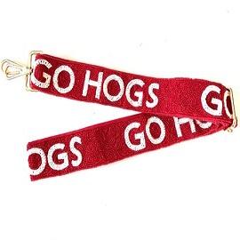 Correa de Bolso Deportiva Rectangular de Algodón con Cuentas de Cristal Go Hogs, Accesorio de Bolso Elegante Hecho a Mano con Personalización para el Día del Partido - Product Image 2