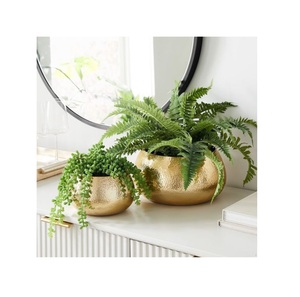 Jardinières en métal martelé Pot de plantes en or Jardinières d'intérieur uniques Jardinières de décor à la maison pour conteneur de plantes de décoration de bureau - Product Image 1