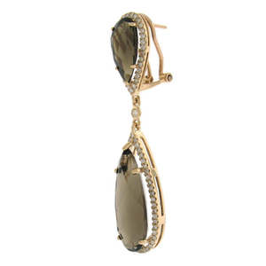 Boucles d'oreilles en or rose 14 carats avec diamant de 0,90 carat et topaze fumée de 19,92 carats, bijoux élégants en diamant - Product Image 1