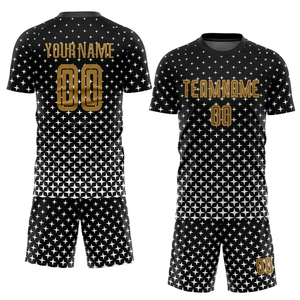 Nouvelle équipe OEM pour hommes vente en gros de nouveaux vêtements de sport motif graffiti personnalisé noir-vieil or maillot d'uniforme de football à sublimation - Product Image 1