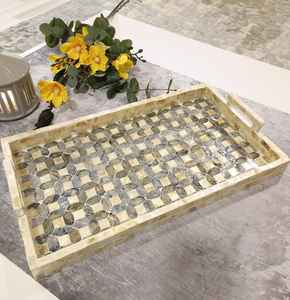 Plateau de service arabe en nacre Ramadan Mubarak, plateau de service Eid en coquillage, plateau décoratif en nacre pour servir des fruits - Product Image 2
