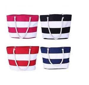 Logo personnalisé imprimé écologique pliable deux poignées lettre coton corde toile plage sac fourre-tout fermeture à glissière pour les femmes - Product Image 3