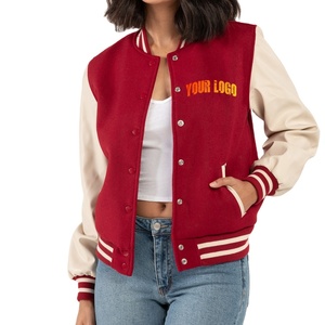 OEM 2025 de alta calidad personalizada señoras Varsity chaqueta piel de oveja cuero algodón relleno de moda al por mayor para las mujeres - Product Image 2