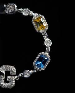 Nueva Tendencia, Brazalete de Plata de Ley 925 de 10.5mm con Moissanita Blanca VVS y Gemas de Circonita Cúbica de Colores, Joyería Hip Hop Exquisita - Product Image 3