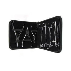 Ensemble d'outils de perçage corporel de 8 pièces, kit d'outils de perçage professionnel en acier inoxydable, poinçon dermique, pinces de perçage avec pochette - Product Image 1