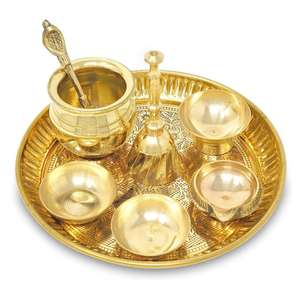 Premium Finish Pure Brass Thali <b>Set</b> with Classic Traditional Style Perfect for Family Dining Hotel and Wedding Gift Purpose - Product Image 4