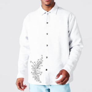 Logotipo personalizado camisa de hombre cuello liso forrado pesado lona bolsillos entrenadores lluvia chaqueta de diseñador chaqueta de trabajo para los niños - Product Image 5