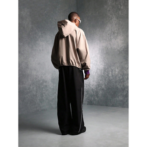 แจ็กเก็ตกันลมไนล่อนของผู้ชายทรงหลวมกันน้ำผ้าแคนวาสแบบมีซิปโลโก้ตามสั่งสไตล์วินเทจ - Product Image 4