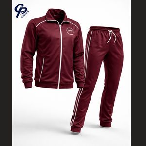 Conjunto Deportivo Informal para Hombre de 2 Piezas, Chaqueta Cortavientos y Pantalones Deportivos Color Granate, Resistente al Viento y Transpirable con Logotipo - Product Image 2