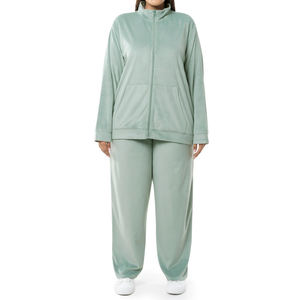Haute qualité 100% coton Tech polaire à capuche solide hiver femmes grande taille survêtement ensembles OEM vêtements d'entraînement - Product Image 1