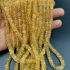 AAA Natural Citrine Faceted Rondelle Beads 5-7mm for Jewelry Making 16 Inches Long - Product Image 1
