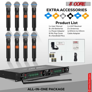 5Core <b>Wireless</b> <b>Microphones</b> 8 Channel Karaoke Professional UHF Singing Mic System Cordless Microfonos - Product Image 6