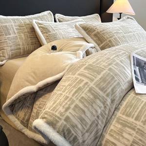 Juego <span class=keywords><strong>de</strong></span> Sábanas y Funda <span class=keywords><strong>de</strong></span> Edredón <span class=keywords><strong>de</strong></span> Forro Polar <span class=keywords><strong>de</strong></span> Poliéster <span class=keywords><strong>de</strong></span> Cuatro Piezas, Grueso, Cálido, <span class=keywords><strong>de</strong></span> Doble Cara, con Estampado <span class=keywords><strong>de</strong></span> Plantas Sencillas <span class=keywords><strong>de</strong></span> Invierno - Product Image 3