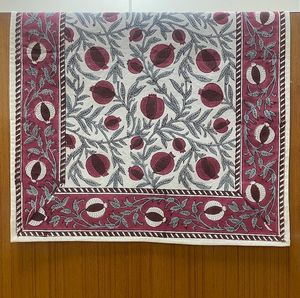 Sangria แผ่นวางบนโต๊ะผ้าคอตตอนแท้พิมพ์ลายดอกไม้แนวอินเดียนสีแดง100% โต๊ะรับประทานอาหารบ้านแต่งงาน - Product Image 5