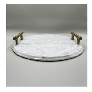 Ensemble de plateaux en marbre naturel de luxe en usine directe pour villa et utilisation en intérieur Grande dalle de pierre pour collations au fromage et boissons - Product Image 1