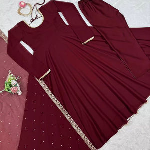 Hermoso vestido de fiesta de invierno con hilo y Dupatta con trabajo de secuencia - Product Image 2