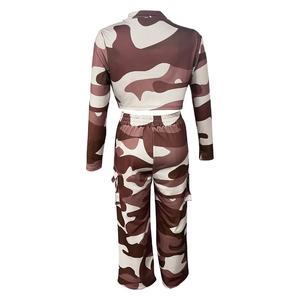 À la mode Camouflage imprimé femmes deux pièces ensemble nouveau Hip Hop Streetwear recadrée Designer survêtement ensemble décontracté Flare survêtements 2026 - Product Image 3