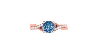 Bague de fiançailles délicate en or 14K 18K avec saphir bleu, sertie pavé, personnalisable OEM, bijoux fins pour femme - Product Image 1